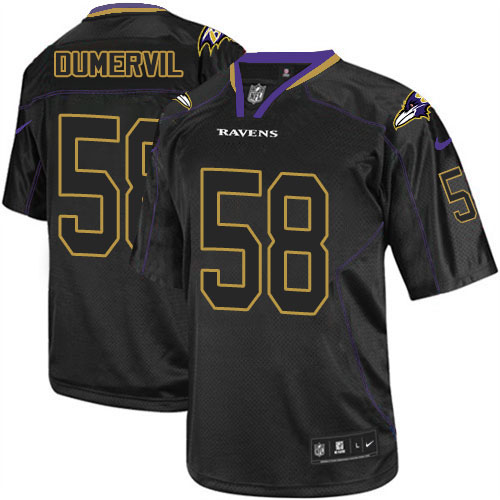 Men's Limited Elvis Dumervil Nike Jersey Lights Out Black - #58 NFL Baltimore Ravens